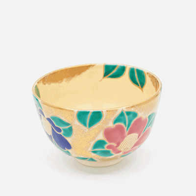 Japanese Matcha Tea Bowl Camellia Design