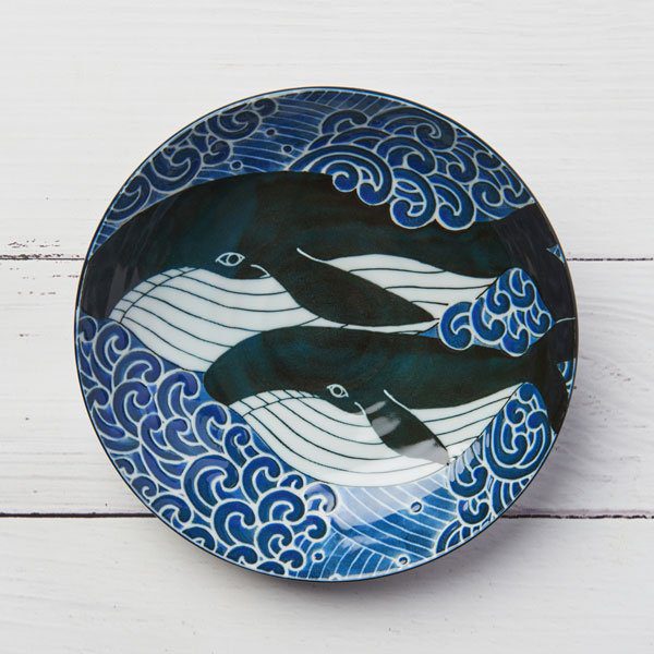 Whale Curry & Pasta Deep Plate, Mino Ware Japanese Ceramic