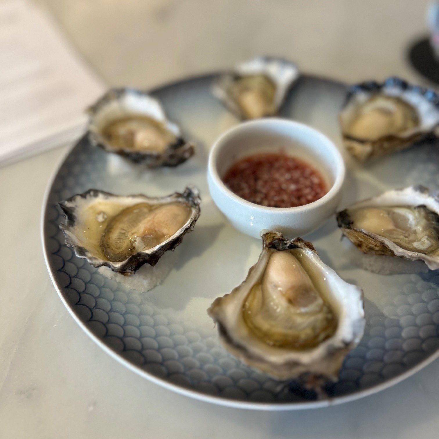 Inspiring diners to eat more seafood, Josh Niland serving beautiful fresh oysters at Saint Peter in Paddington, Sydney Australia