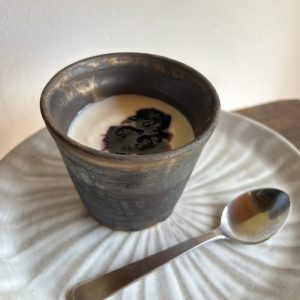 Ceramic Soba Dipping Dessert Coffee Cup in Iron Gray with Soft Gold Wash