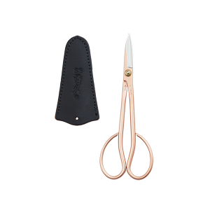 Japanese Rose Gold Satsuki Floral Scissors with Leather Sheath