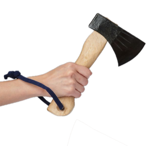 Hand holding Mizuno Compact Craft Axe Mini