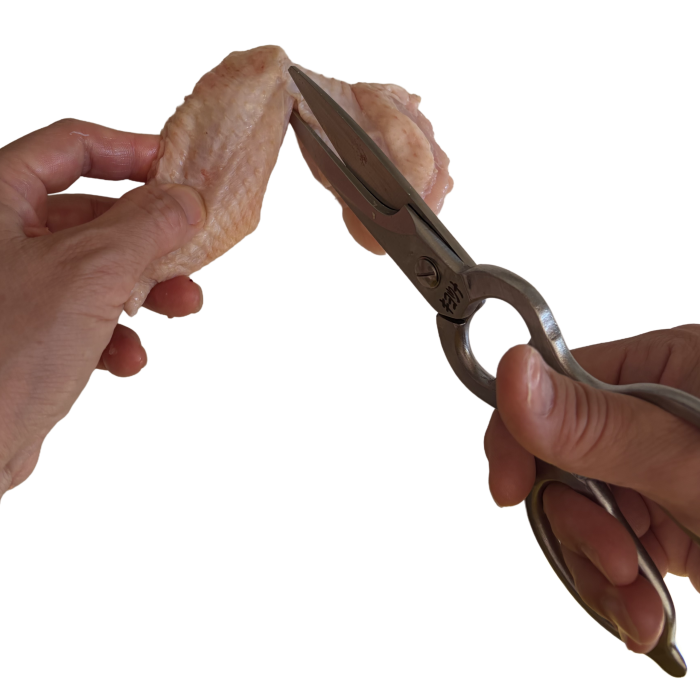 Kiyotsuna Stainless Steel Japanese Chefs Kitchen Scissors cutting chicken