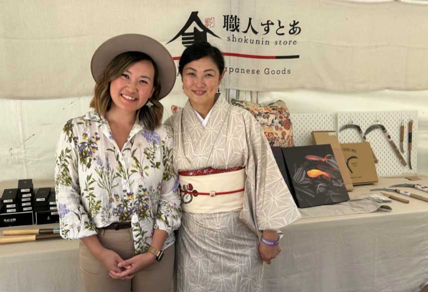 Tammy Huynh, TV Presenter of ABC Gardening Australia and Horticulturist of the year winner shopping at Shokunin Store stall at Melbourne Flower Show